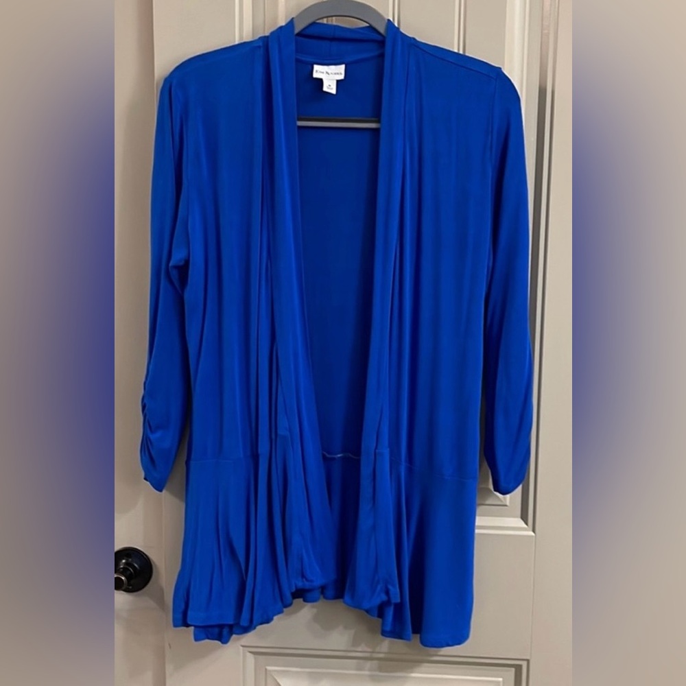 Kim Rogers Open Front Cardigan Sz Xl Royal Blue 3/4 Sleeve Lightweight